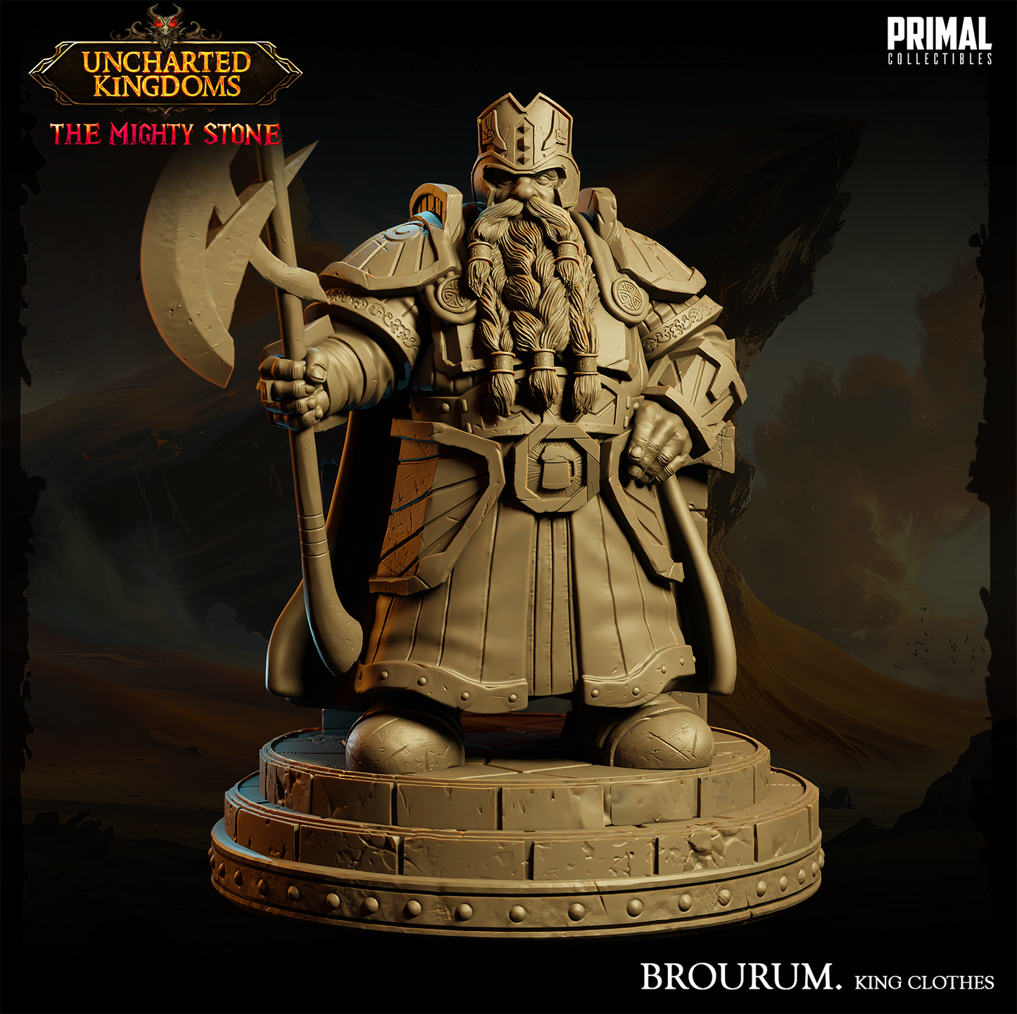 Brourum Dwarf King Fantasy compatible D&D DragonLance Miniatures Primal