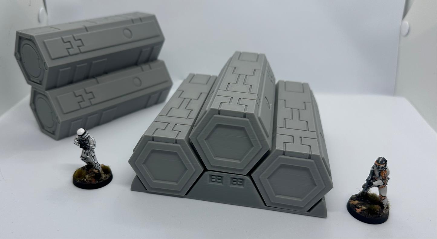 SciFi Tau Container and Stand 40K Necromunda Scifi Scatter Terrain 28mm Stargrave