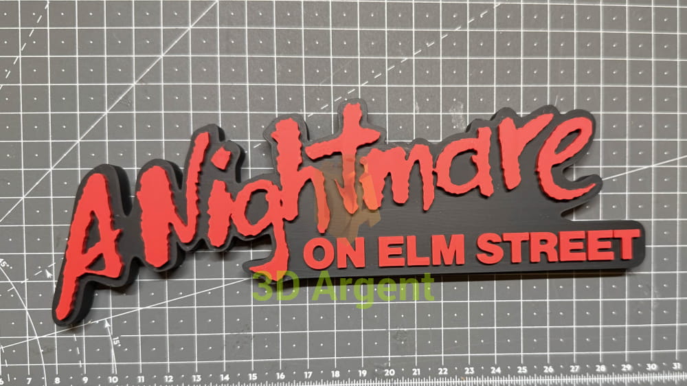 A Nightmare on Elm Street 3D Logo Sign Stand – Freddy Krueger Horror Movie Display – 3D Printed Fan Art Gift A