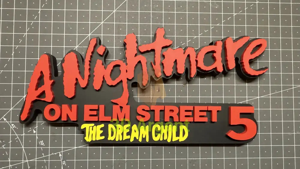 A Nightmare on Elm Street 3D Logo Sign Stand – Freddy Krueger Horror Movie Display – 3D Printed Fan Art Gift A