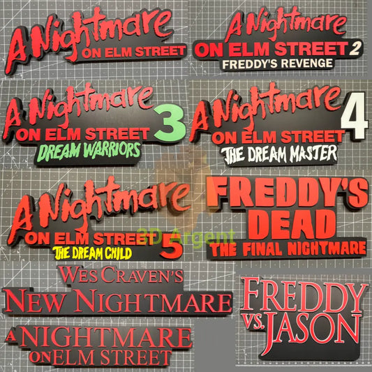 A Nightmare on Elm Street 3D Logo Sign Stand – Freddy Krueger Horror Movie Display – 3D Printed Fan Art Gift