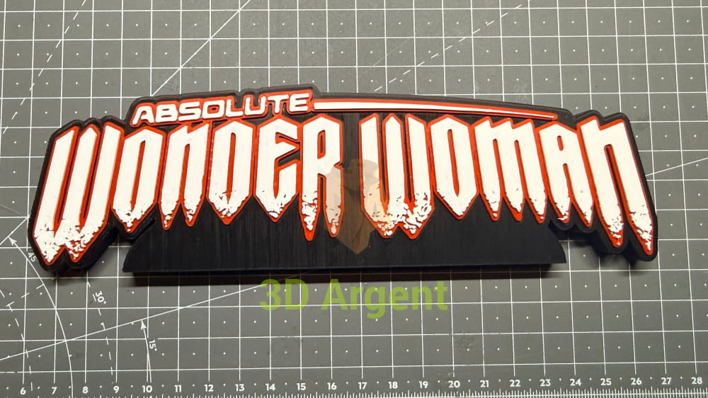 Absolute Wonder Woman Logo Sign Stand 3D Printed Multi Colour DC Display Decor - Video Games & Consoles:Video Game