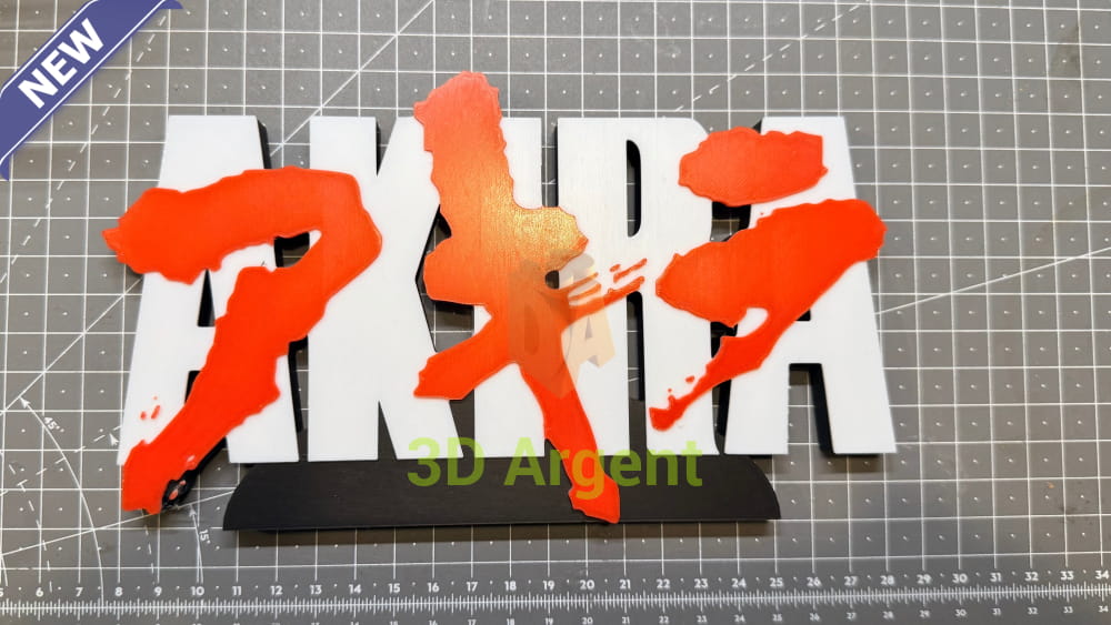 Akira Logo Sign Stand 3D Printed Multi Colour Anime Display Desk Decor Video Games & Consoles:Video Game Merchandise