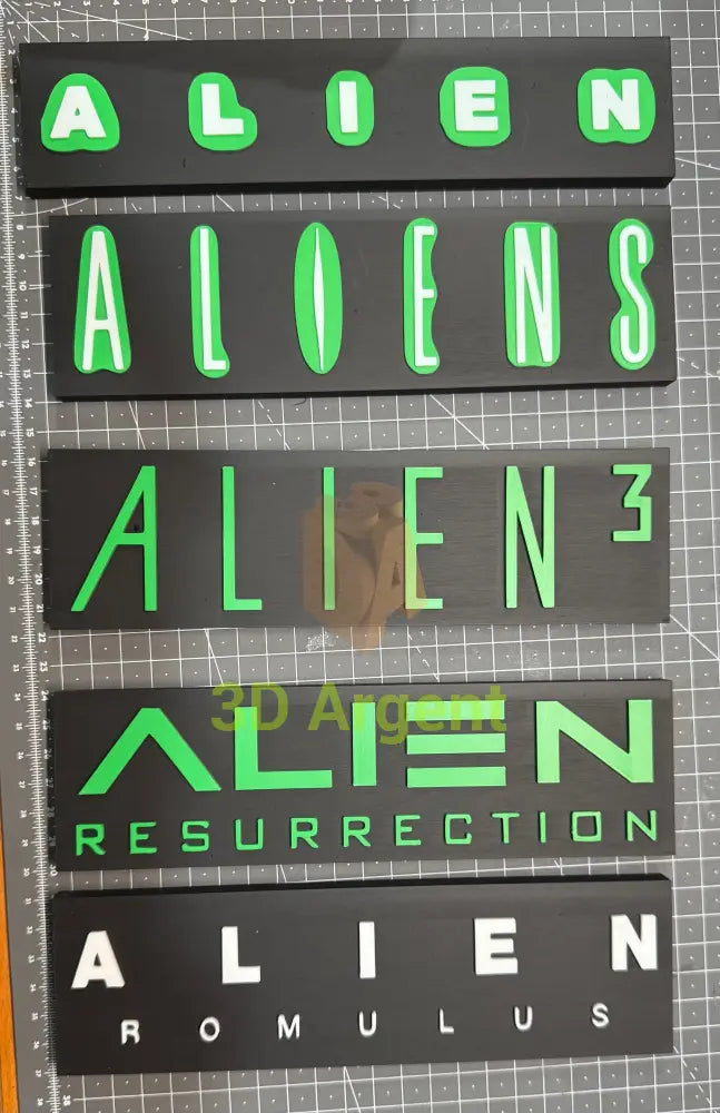 Alien Movie (Aliens Romulus 3 Resurrection) Signs 5 Designs - 3D Printed Sign Stand All 5 Designs Collectables:Science