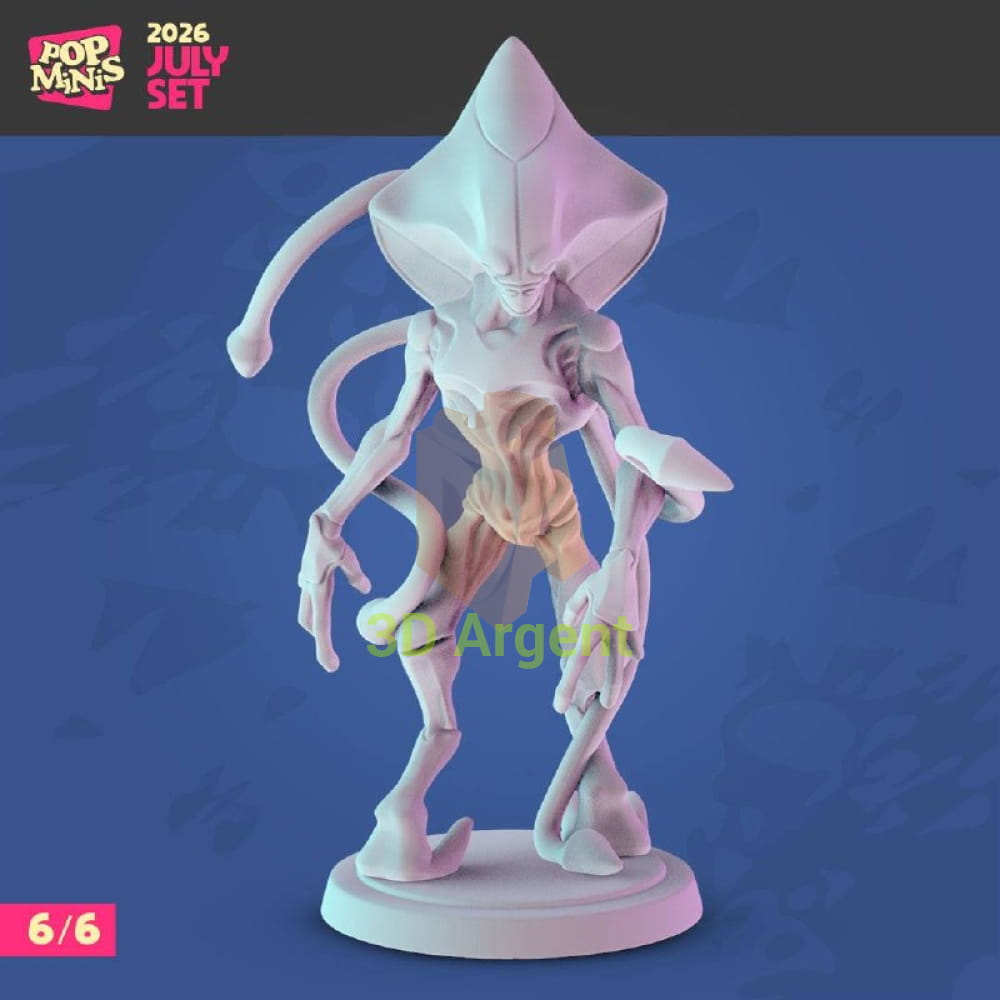 Render of figure 6 Alien Harvester extraterrestrial miniature
