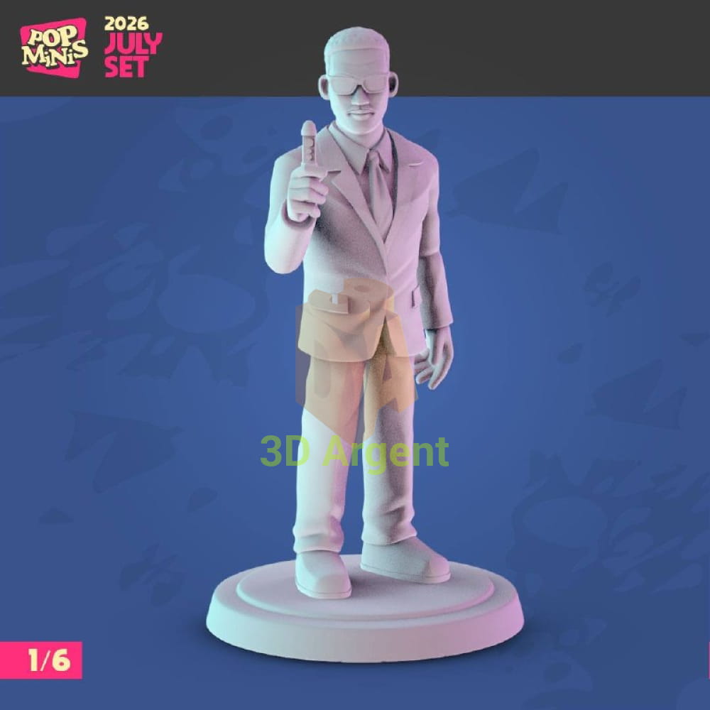 Render of figure 1 Agent K secret agent miniature