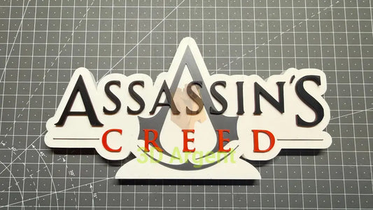 Assassin’s Creed Logo Sign Stand 3D Printed Multi Colour Gaming Display Decor - Video Games & Consoles:Video Game