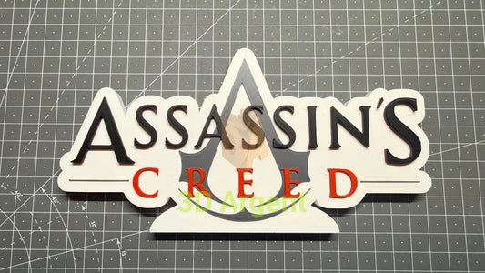 Assassin’s Creed Logo Sign Stand 3D Printed Multi Colour Gaming Display Decor - Video Games & Consoles:Video Game