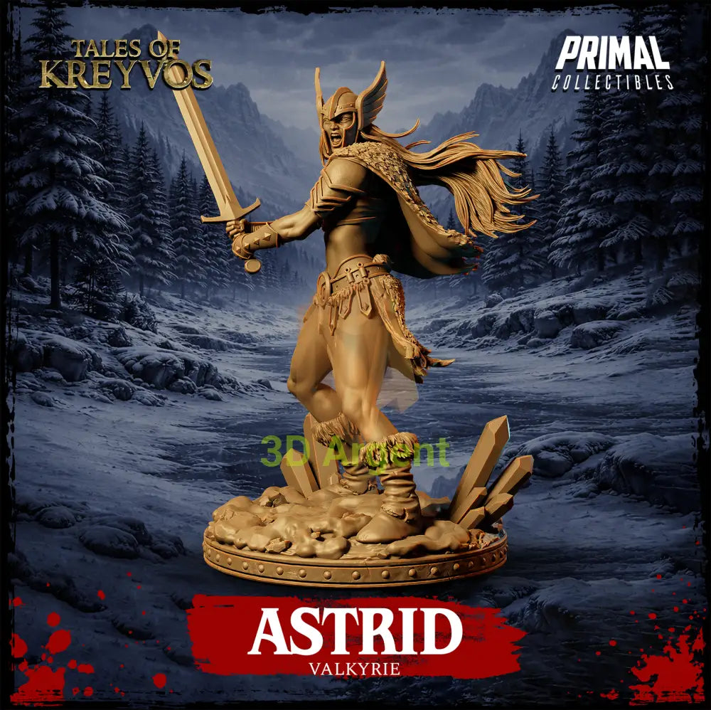 Astrid the Valkyrie - Tales of Kreyvos - D&D Resin Miniature - Toys & Games:Wargames &
