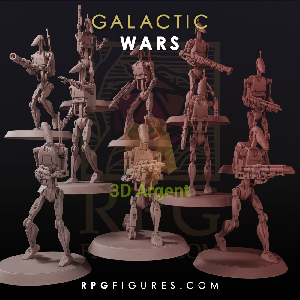 T1 Combat Automatons Squad 10x - Star Wars Legion Scale 3D Printed Resin Miniatures