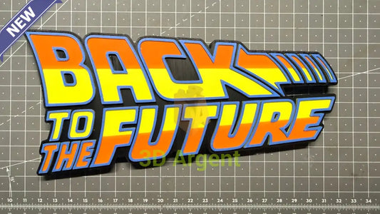 Back to the Future Logo Sign Stand 3D Printed Multi Colour Retro Movie Display Decor Video Games & Consoles:Video Game