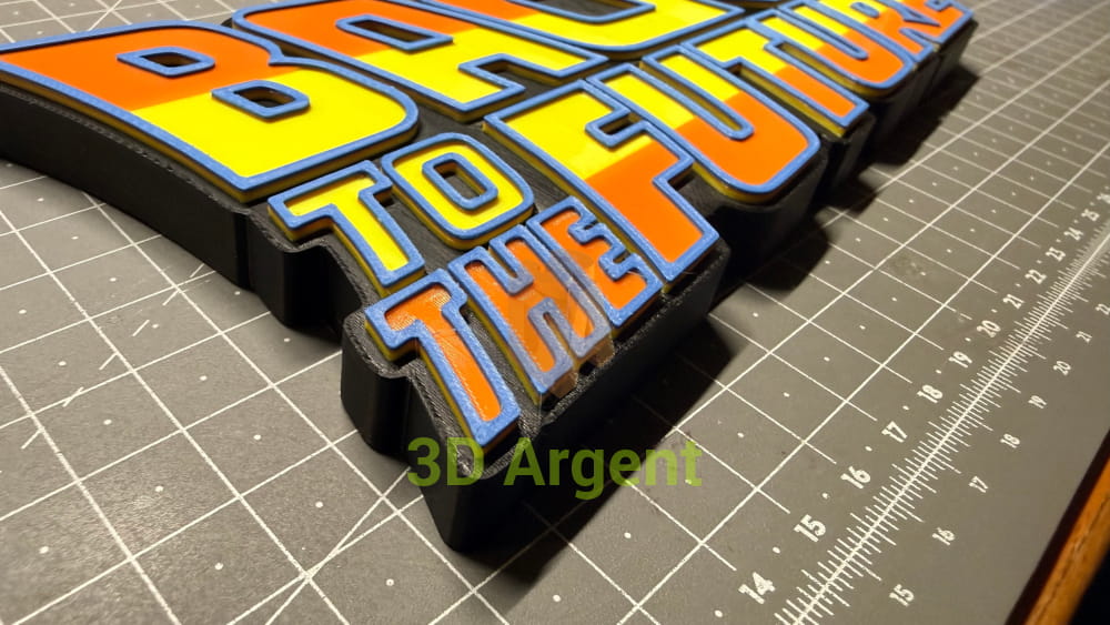 Back to the Future Logo Sign Stand 3D Printed Multi Colour Retro Movie Display Decor Video Games & Consoles:Video Game