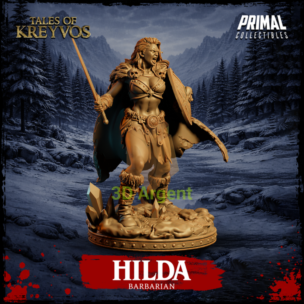 Barbarian - Hilda - Fantasy compatible D&D DragonLance Miniatures Primal