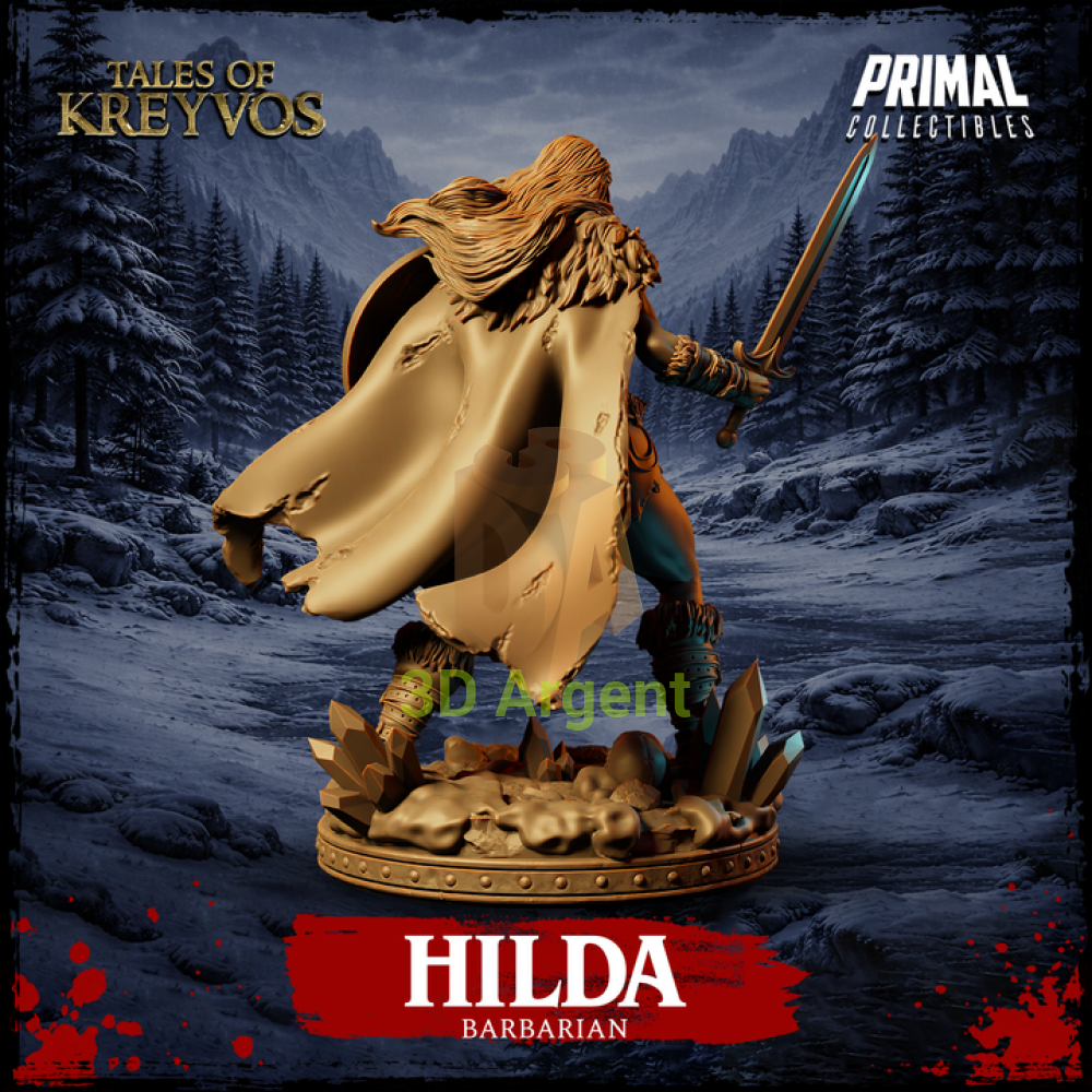 Barbarian - Hilda - Fantasy compatible D&D DragonLance Miniatures Primal