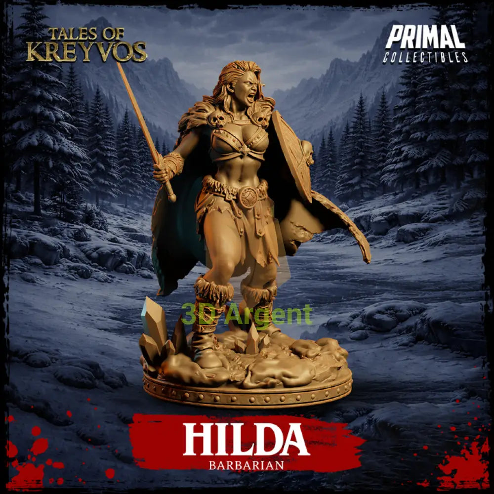 Barbarian - Hilda - Fantasy compatible D&D DragonLance Miniatures Primal