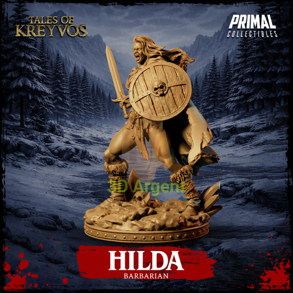 Barbarian - Hilda - Fantasy compatible D&D DragonLance Miniatures Primal