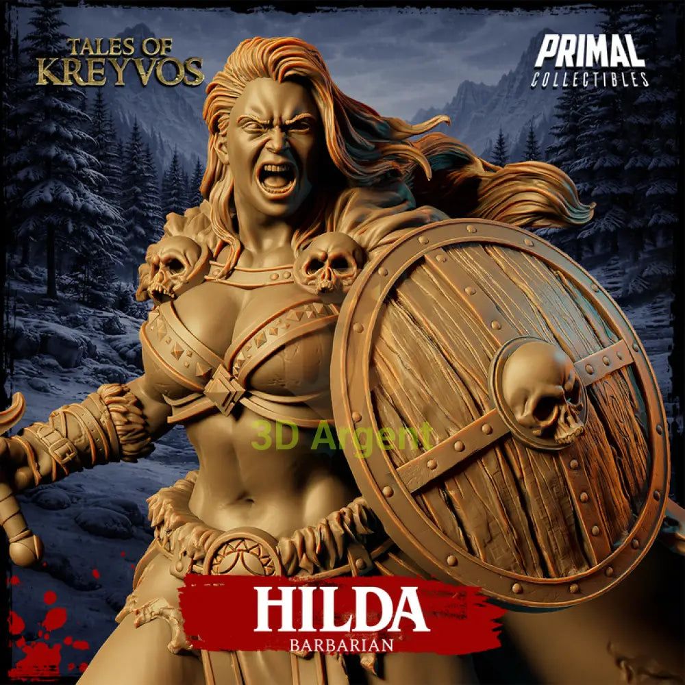Barbarian - Hilda - Fantasy compatible D&D DragonLance Miniatures Primal