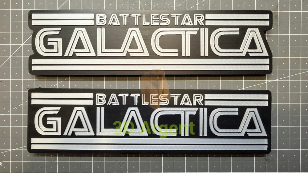 Battlestar Galactica Logo Sign Stand 3D Printed Multi Colour Sci-Fi Display Decor Video Games & Consoles:Video Game