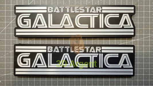 Battlestar Galactica Logo Sign Stand 3D Printed Multi Colour Sci-Fi Display Decor Video Games & Consoles:Video Game