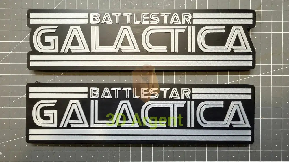 Battlestar Galactica Logo Sign Stand 3D Printed Multi Colour Sci-Fi Display Decor Video Games & Consoles:Video Game