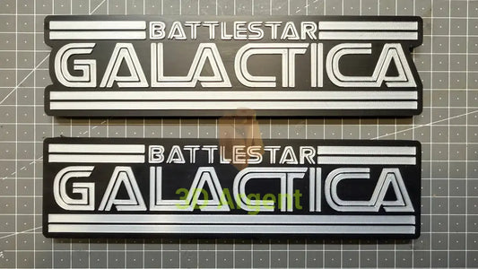 Battlestar Galactica Logo Sign Stand 3D Printed Multi Colour Sci-Fi Display Decor Video Games & Consoles:Video Game
