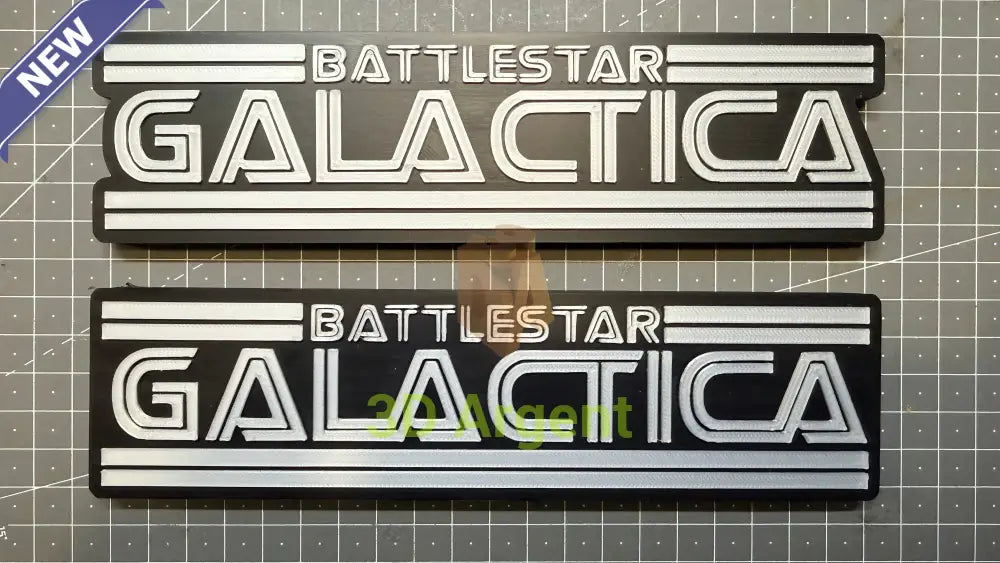 Battlestar Galactica Logo Sign Stand 3D Printed Multi Colour Sci-Fi Display Decor Video Games & Consoles:Video Game