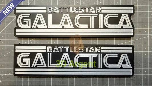 Battlestar Galactica Logo Sign Stand 3D Printed Multi Colour Sci-Fi Display Decor Video Games & Consoles:Video Game