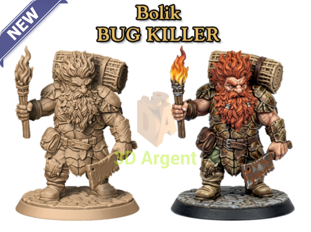 Bolik Bug Killer – Dwarf Fantasy Resin Miniature Dwarves Kingdom - Resin Miniature