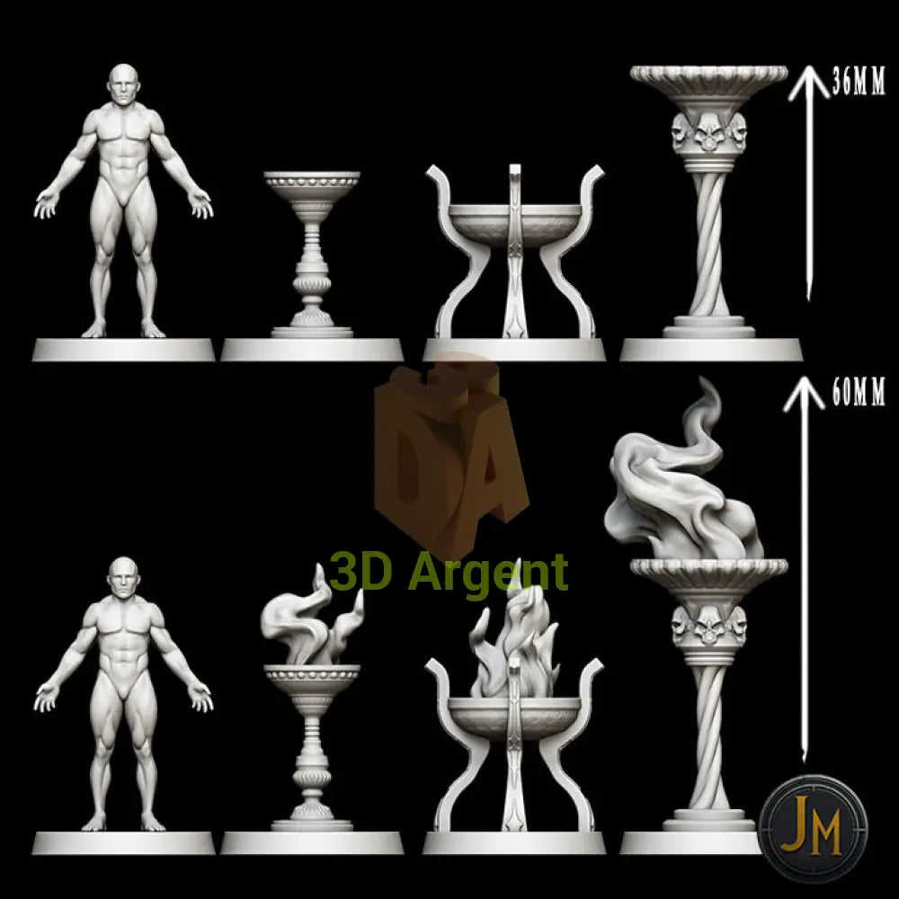 Braziers Terrain 6x - Dungeons and Dragons (D&D) DragonLance Frostgrave Fantasy 3D Printed Resin Miniatures (Copy) Toys