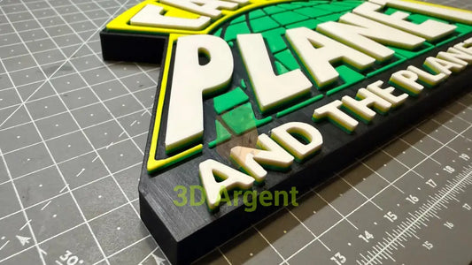 Captain Planet Logo Sign Stand 3D Printed Multi Colour Retro Cartoon Display Decor Video Games & Consoles:Video Game