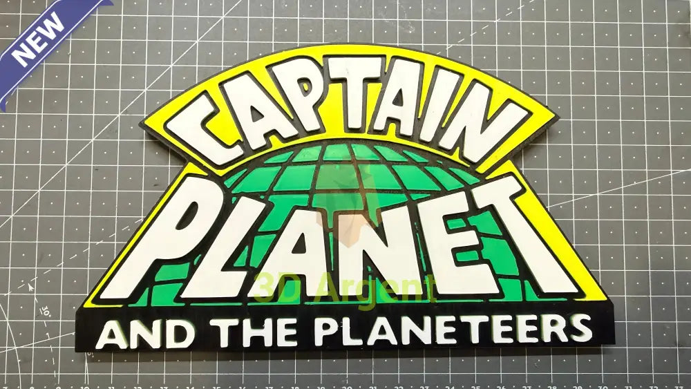 Captain Planet Logo Sign Stand 3D Printed Multi Colour Retro Cartoon Display Decor Video Games & Consoles:Video Game