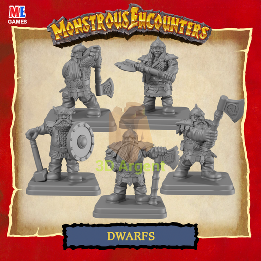 Classic Dwarfs – D&D Pathfinder Frostgrave Fantasy Tabletop Gaming compatible 3D Printed Resin Miniatures