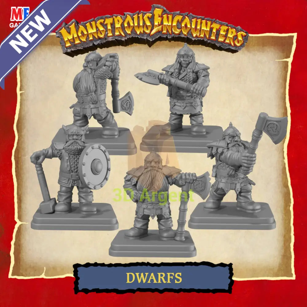Classic Dwarfs – D&D Pathfinder Frostgrave Fantasy Tabletop Gaming compatible 3D Printed Resin Miniatures