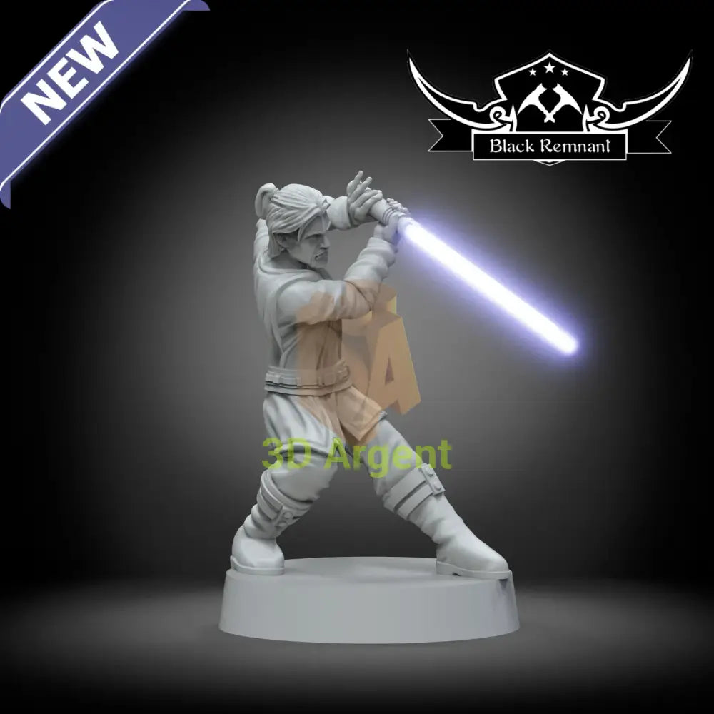Corran Horn Black Remnant resin miniature — unpainted duelist pose with energy blade, front view
