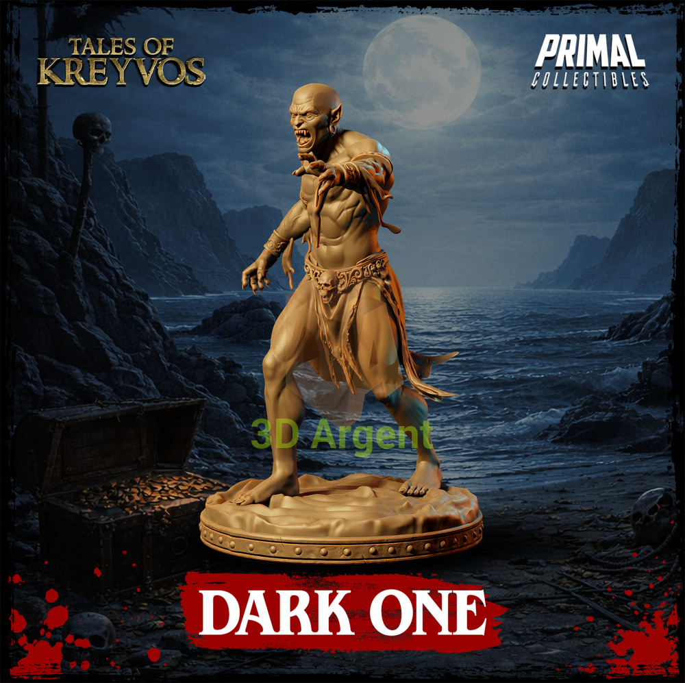 Dark One the Demon resin miniature — three-quarter view showing belt and loincloth detail