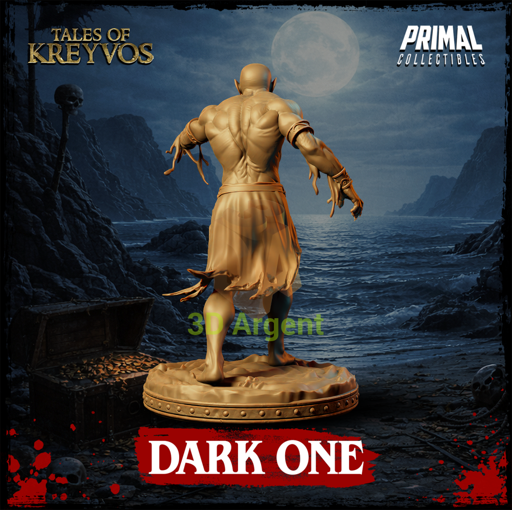 Dark One the Demon resin miniature — rear view showing base plinth