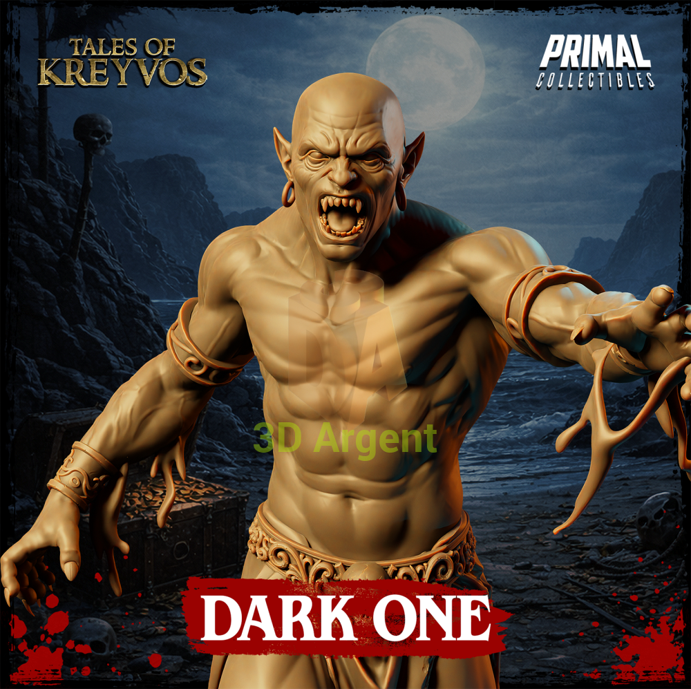 Dark One the Demon resin miniature — close-up hero shot showing fanged snarl and clawed reaching hand