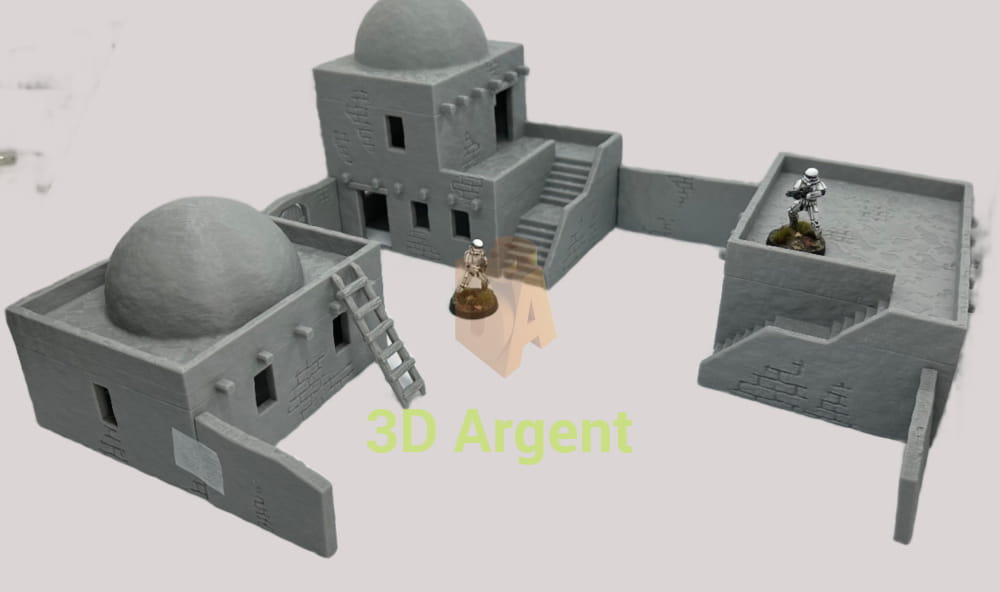 Desert Arabic homestead Buildings Terrain Legion WW2 D&D scifi 28mm wargame Full Set (Incl additianl walls) Toys &