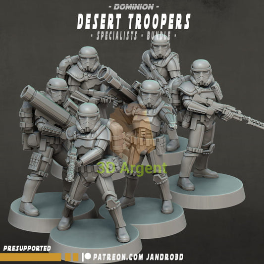 Desert Storm Troopers Bundles - Star Wars Legion compatible 3D Printed Resin Miniatures Specialist Bundle (6 Figs) Toys