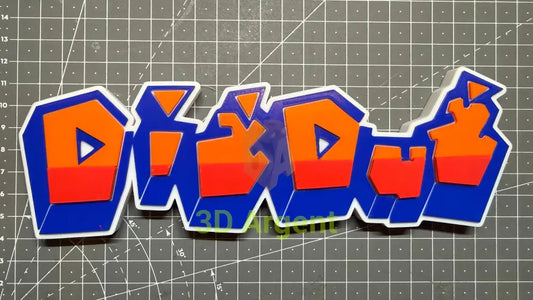Dig Dug Logo Sign Stand 3D Printed Multi Colour Retro Arcade Display Decor Video Games & Consoles:Video Game Merchandise