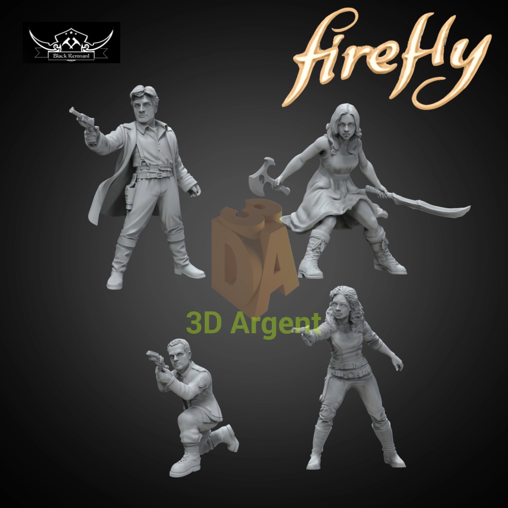 Firefly Crew 4 Miniature Bundle - Sci Fi 3D Printed Resin Figures Legion Scale - Toys & Games:Wargames &
