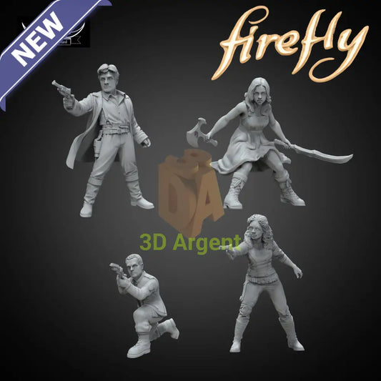 Firefly Crew 4 Miniature Bundle - Sci Fi 3D Printed Resin Figures Legion Scale - Toys & Games:Wargames &