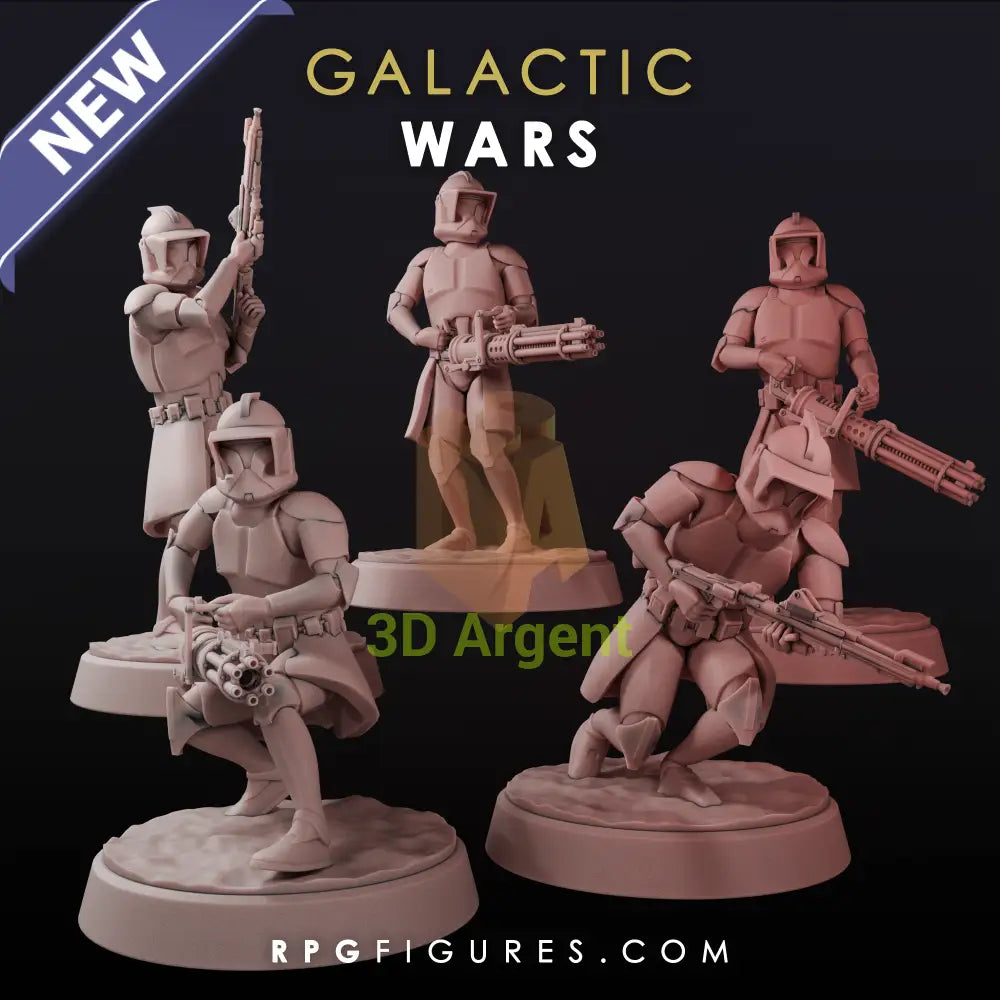 G1 Heavy Clone Troopers Team - Star Wars Legion Scale 3D Printed Resin Miniatures