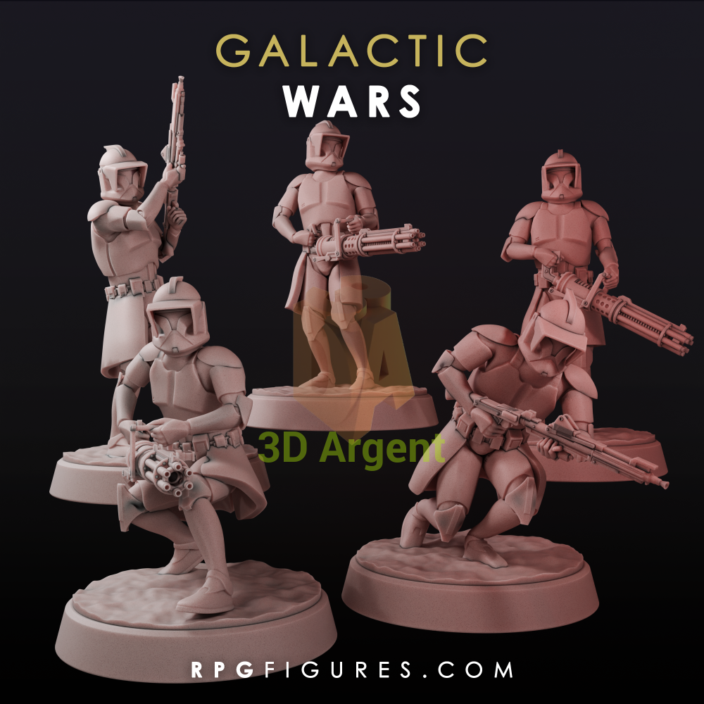 G1 Heavy Clone Troopers Team - Star Wars Legion Scale 3D Printed Resin Miniatures