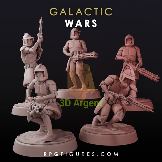G1 Heavy Clone Troopers Team - Star Wars Legion Scale 3D Printed Resin Miniatures