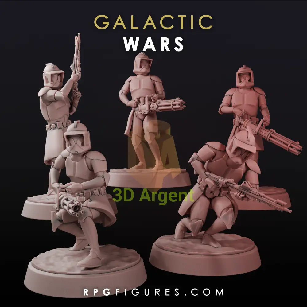 G1 Heavy Clone Troopers Team - Star Wars Legion Scale 3D Printed Resin Miniatures