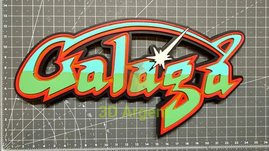 Galaga Logo Sign Stand 3D Printed Multi Colour Retro Arcade Display Decor Video Games & Consoles:Video Game Merchandise