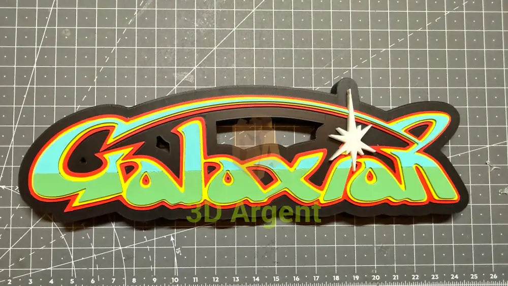 Galaxian Logo Sign Stand 3D Printed Multi Colour Retro Arcade Display Decor Video Games & Consoles:Video Game
