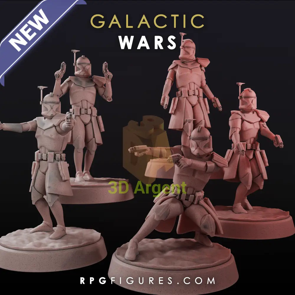 Gen 1 Officer Clone Team - Star Wars Legion Scale 3D Printed Resin Miniatures