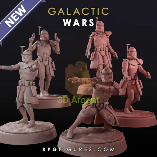 Gen 1 Officer Clone Team - Star Wars Legion Scale 3D Printed Resin Miniatures